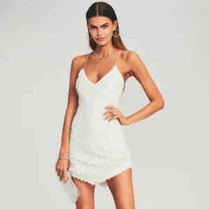 Retrofête Sirena Feather Sequin Dress | White Feather | XS | NWT